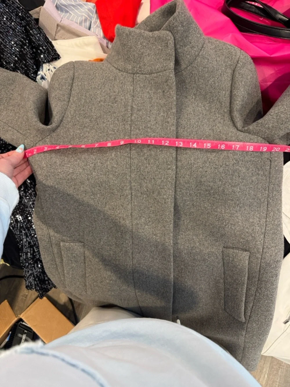 J. Crew Mercantile Gray Wool-Blend Stand Collar Pea Coat - Picture 12 of 16